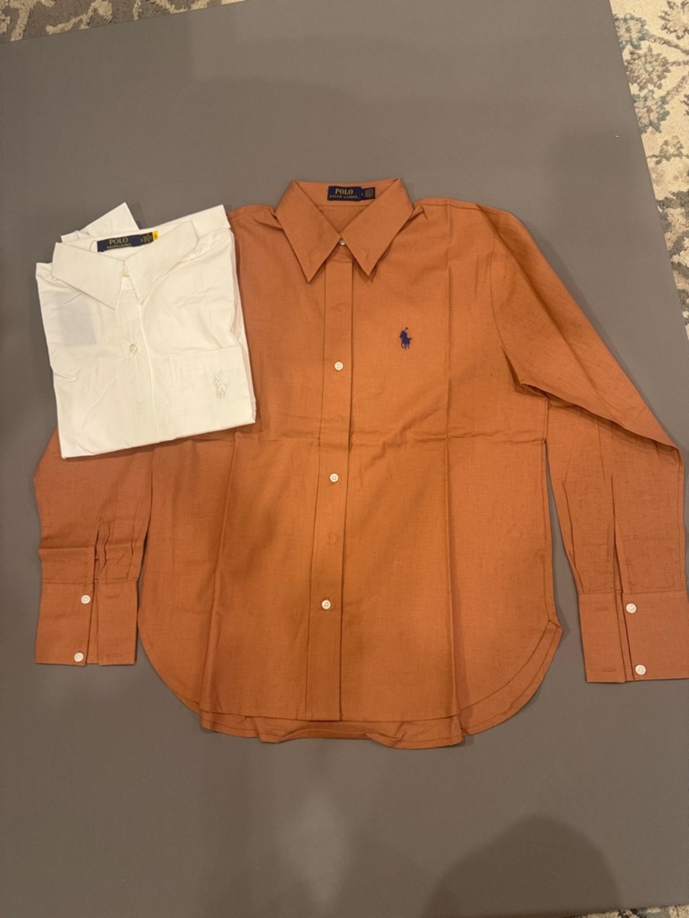 Polo by Ralph Lauren White & Rust Button-Down Dress Shirts - Pair - Picture 4 of 6